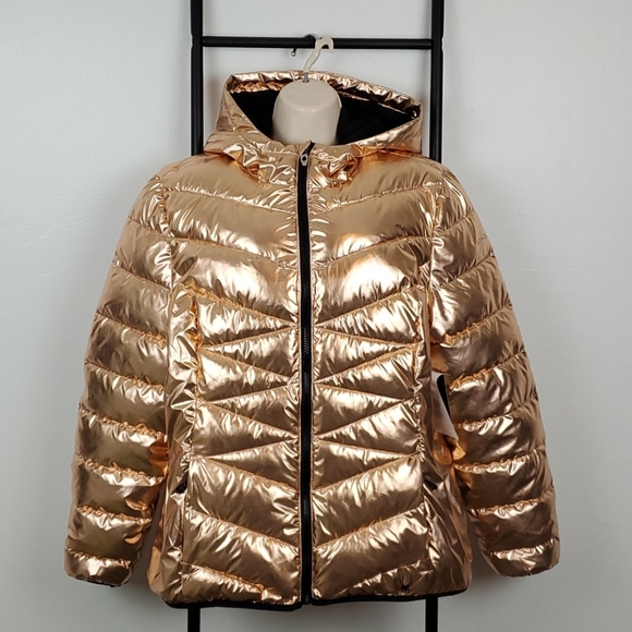 Spyder water resistant rose gold puffy hoodie women jacket size L New - Picture 5 of 15